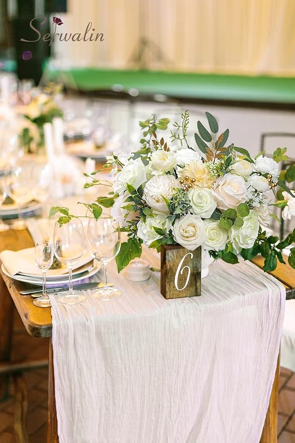 Serwalin Artificial Flowers White Peony Flowers Fake Wedding Flowers Cake - Image 5