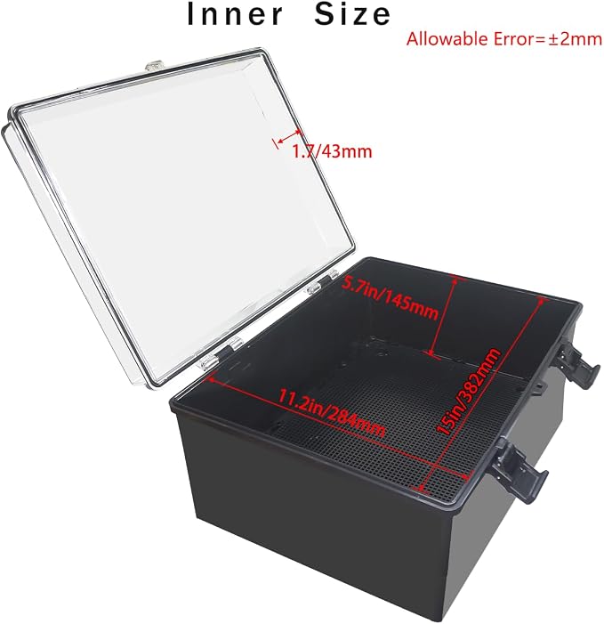 Junction Box, Hinged Black Clear Cover IP67 Waterproof ABS Project Box - Image 3