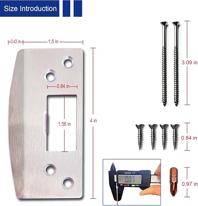 Door Strike Plate, Reinforced Enlarged Striker Plate - Image 3