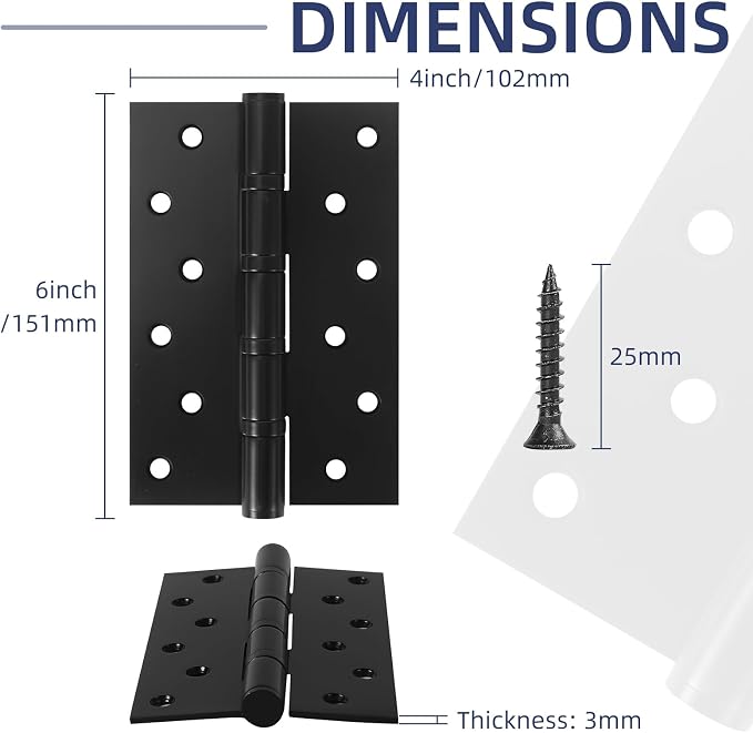6 Pack Ball Bearing Door Hinges - Image 2
