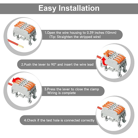 5Pcs DIN Terminal Blocks, 4 Conductor Splicing Connectors | 4 Conductor Compact - Image 6