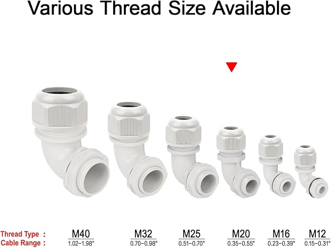 M20 Cable Gland, 90 Degree Adjustable 9-14mm Strain Relief, Cord Connectors - Image 6
