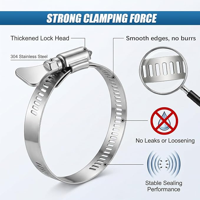 Craedli 2PCS Dryer Vent Clamp 4 Inch Stainless Steel Thumb Screw Hose Clamp | - Image 4