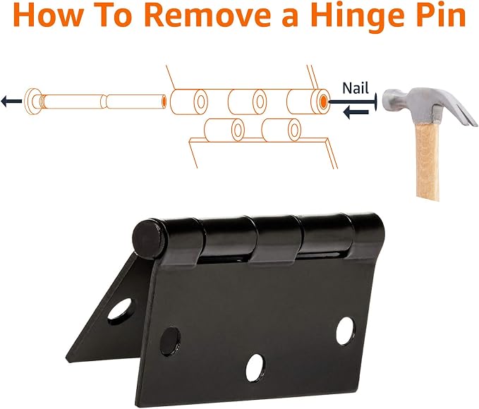 Amazon Basics Interior Door Hinges, 3.5 x 3.5 Inch, Matte Black - Image 4