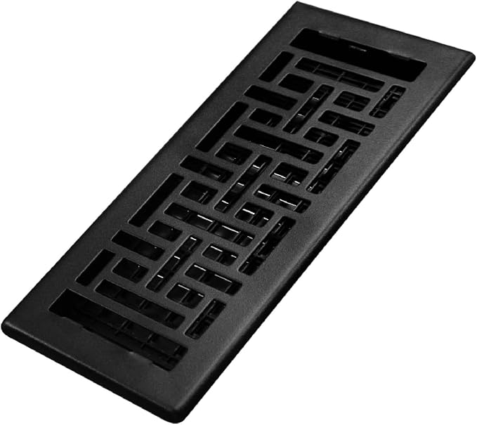 Decor Grates Oriental Floor Register, 4x10 Inches, Textured Black - Image 2