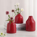 Red Small Vase Set of 3 for Modern Home Decor, Ceramic Vases for Centerpieces by hjn