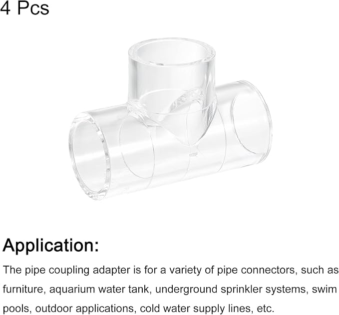 uxcell 4Pcs Clear Elbow Fitting, 25mm/0.98" 3 Way Acrylic Elbow T-Shaped Pipe - Image 3