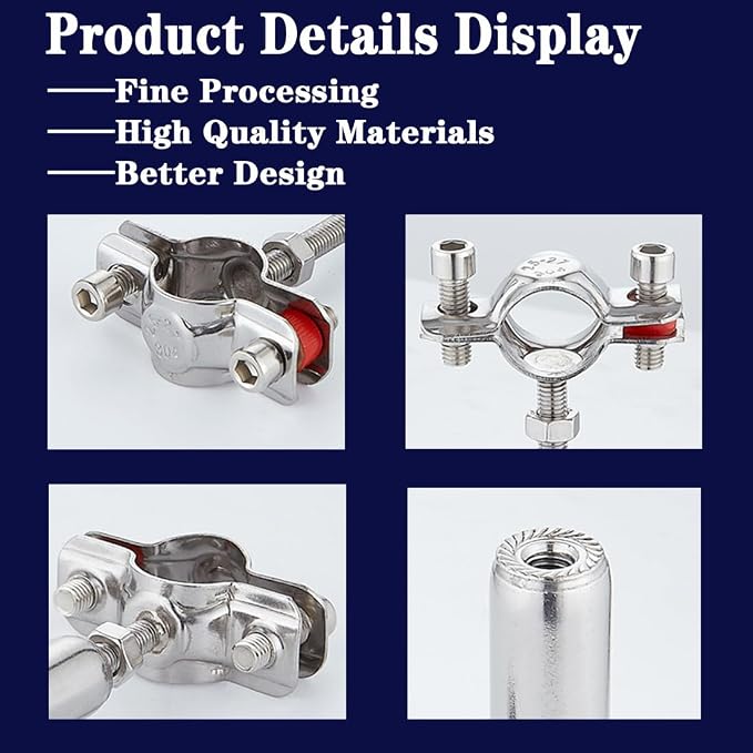 2" Stainless Steel Wall Mount Ceiling Mount Pipe Support，Adjustable Pipe - Image 5