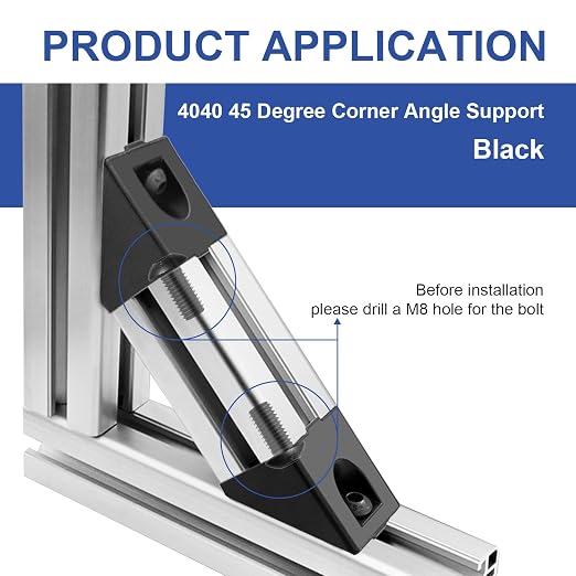 12pcs 4040 45 Degree Inside Corner Angle Support Bracket Black | 40x40 Aluminum - Image 4