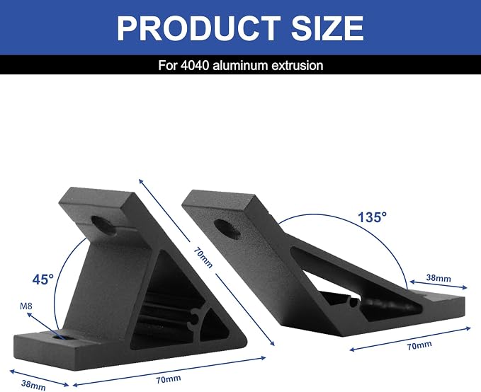 8pcs 4040 45/135 Degree Angle Corner Bracket 4040 Extrusion Hardware T-Slot - Image 2