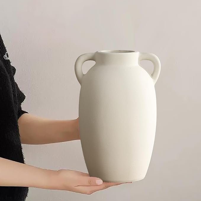 White Ceramic Vase-Boho Decorative Vase, Terracotta Tall Vases Decorative - Image 7
