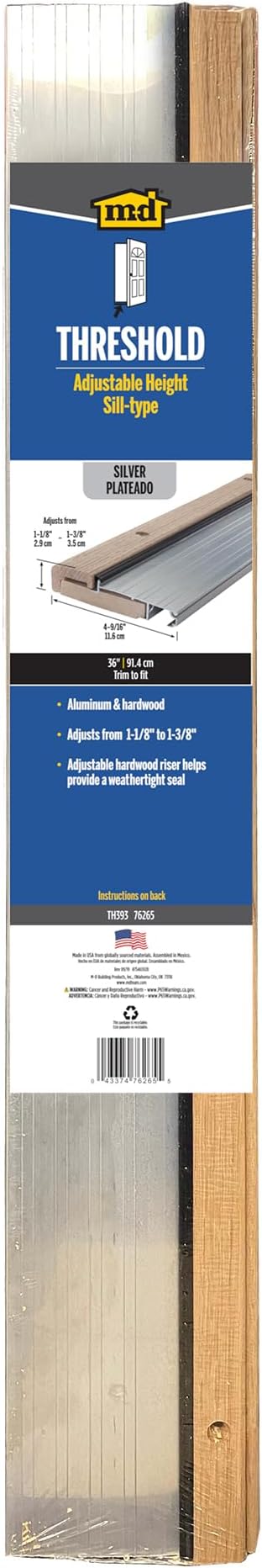 MD Building Adjustable Aluminum & Hardwood Threshold - Image 5