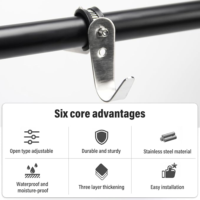 Tube Rod Hooks, Stainless Steel Adjustable J Hooks, - Image 4