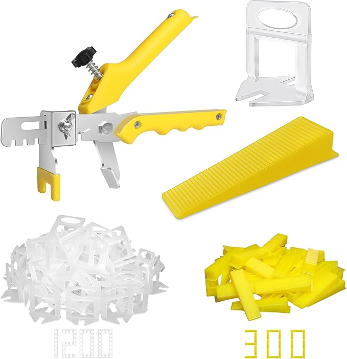 DGSL Tile Leveling System with Plier, 1200 Tile Spacers 1/8" and 300 Wedges | by DGSL