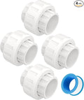 4 PCS 3/4" PVC Union Coupling Pipe Fitting, Slip Joint Adapter PVC Connectors by Unknown