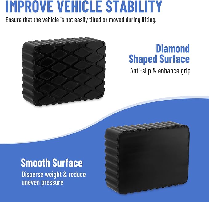 Solid Rubber Auto Lift Pads, 6-1/3" x 4-3/4" x 2" | 4 Pack Anti-Skid Lift Block - Image 4