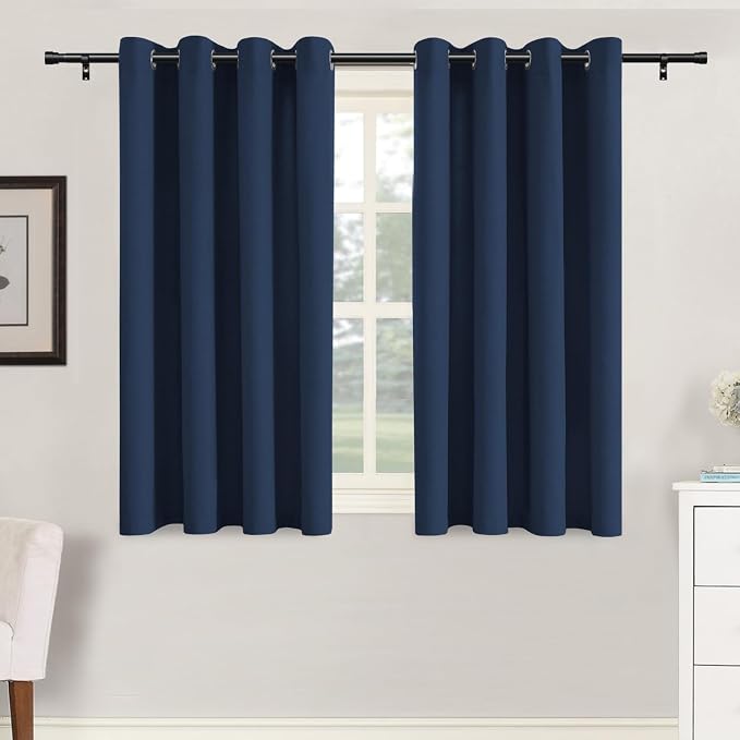 H.VERSAILTEX Grommet Natural Linen Textured Kitchen Curtains 45 inch Length by HVERSAILTEX