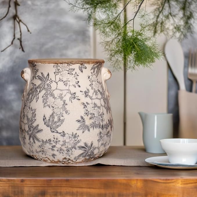 Rustic Farmhouse Ceramic Flower Pots, Vintage Antique Crock Planter & Vase | - Image 6