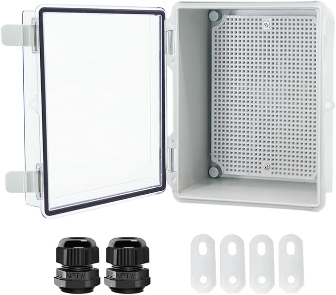 Junction Box, Hinged Clear Cover IP67 Waterproof ABS Project Box by Otdorpatio