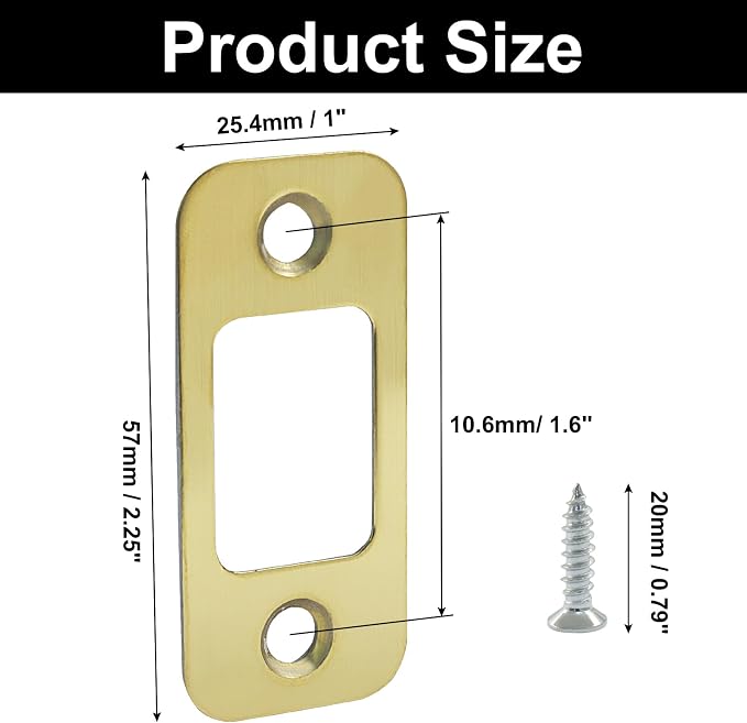 1 Pcs Gold Deadbolt Strike Plate, Door Latch Strike Plate, Silent Strike Plate - Image 5