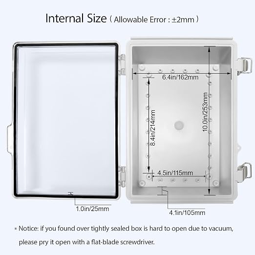Electrical Box, IP67 Waterproof Hinged Clear Cover Stainless Steel Latch - Image 5
