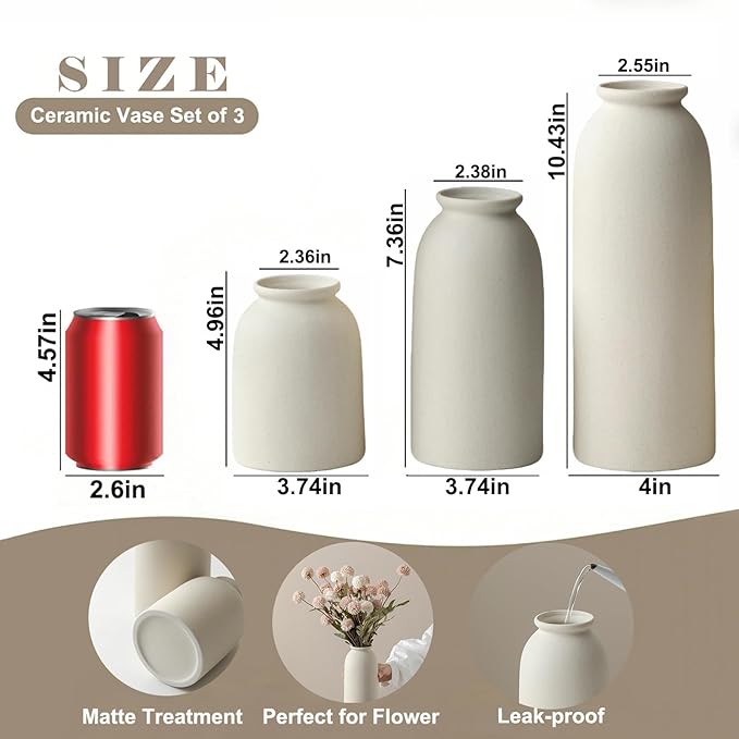 Ceramic Vase Set-3, Large Flower Vases - Image 4