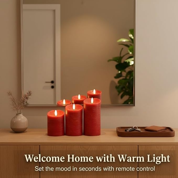 ANGELLOONG Red Candles, Flickering Flameless Candles - Image 4