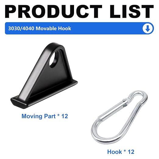 12 Pack 3030/4040 Extrusion Sliding Hook Black | - Image 2