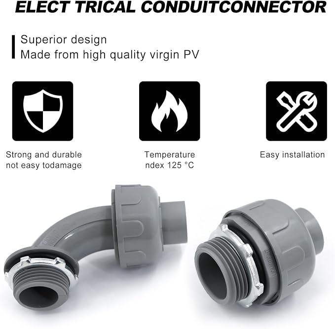 1-1/2 inch Liquid Tight Connector PVC Flexible Conduit Connector, 180 Degree - Image 4