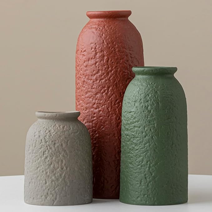 Large Decorative Ceramic Vase Set, 3 Pieces, Nordic Modern Boho Style, by TINCTOTNICVase