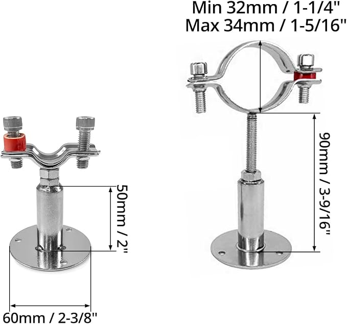 QWORK Adjustable Stainless Steel Pipe Support Bracket Kit - Image 6
