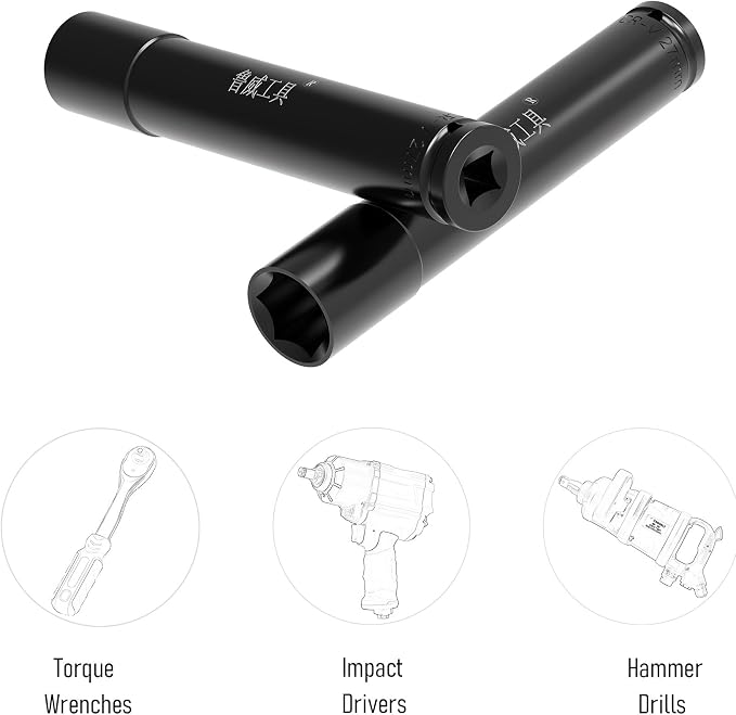 1/2" Drive Socket Set, 27mm Deep Impact Socket, Heat-Treated CR-V Steel - Image 5
