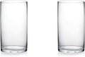 4" Wide 7" High Set of 2 Large Hand Blown Sturdy Clear Cylinder Glass Vase by Unknown