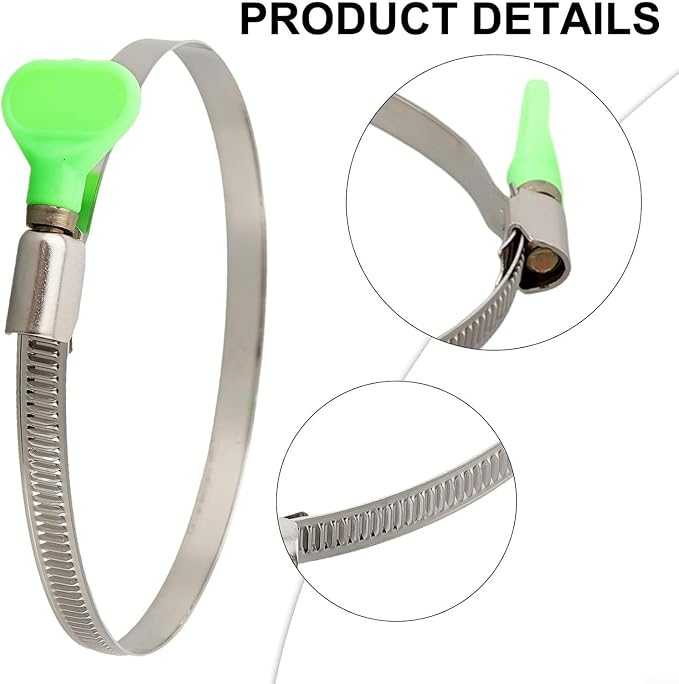 3 Inch Stainless Steel Hose Clamps 4-Pack Adjustable Duct Clamps | 12mm - Image 3