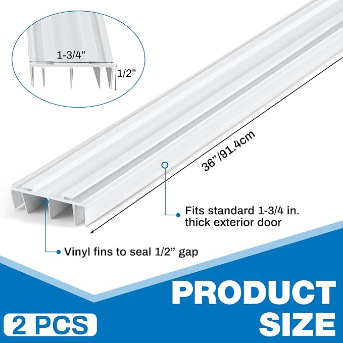 Pangda 2 Pcs Under Door Seal Door Bottom Seal 36" Long 1 3/4" Wide, Strip Draft - Image 2