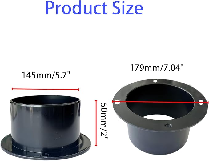 6 Inch Black Plastic Duct Connector Flange, ABS Straight Pipe Fitting - Image 2