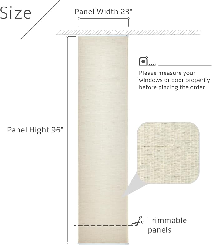 Replacement Fabric Panels for Sliding Glass Door, Fabric Only, Natural Woven - Image 4