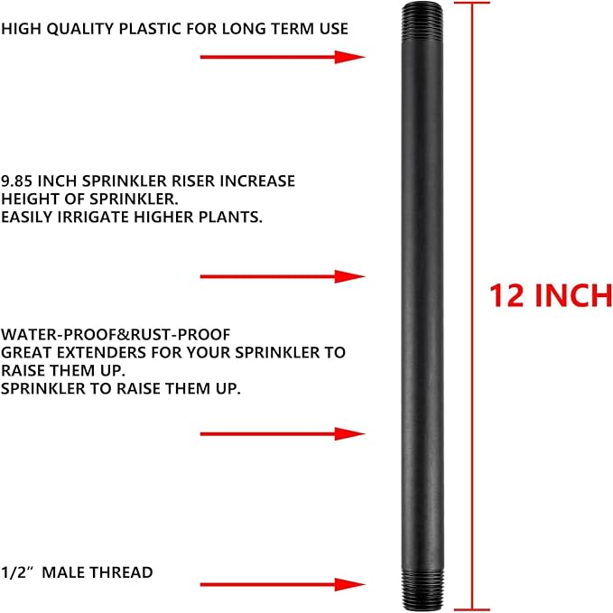 12 Pcs 1/2 Inch Double Male Threaded Head Pipe Riser | 12 Inches - Image 2