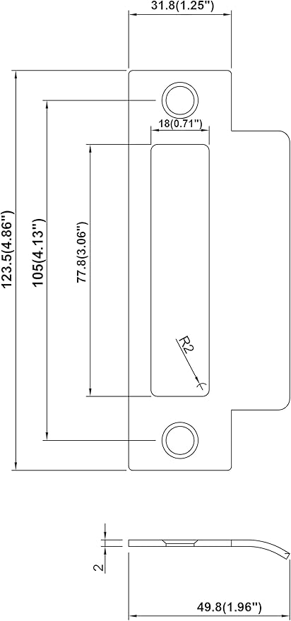 Stainless Steel Extended Replacement Lock Strike, - Image 2