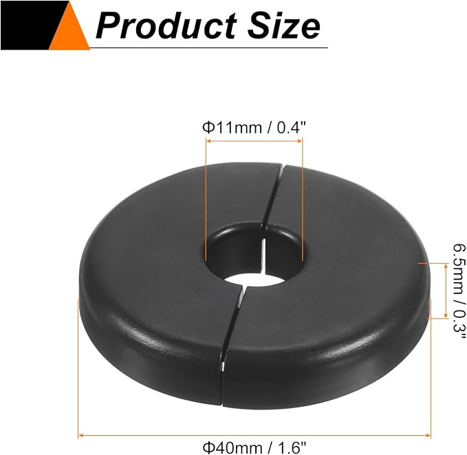 HARFINGTON 2pcs Wall Split Flange 11mm/0.4" Self-Adhesive Plumbing Cover Plates - Image 2