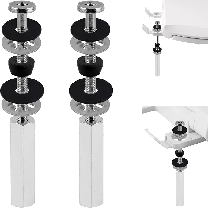 iFealClear 2 PCS Universal All-Metal Toilet Seat Bolts, 3 Inch Toilet Screw by iFealClear