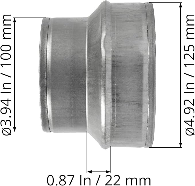 5" to 4" Inch Male-Fit Galvanized Steel Round Duct Reducer - Image 6