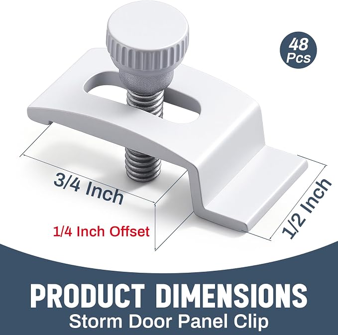 Blulu 48 Pcs T 8726 1/4 Inch Aluminum Storm Door Panel Clip Storm Window Screen - Image 2