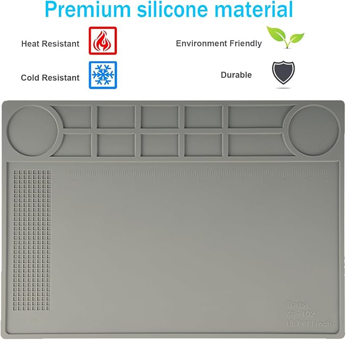 Kaisi KS-102 Repair Work Mat, Heat Resistant 932°F Silicone Soldering Mat - Image 7
