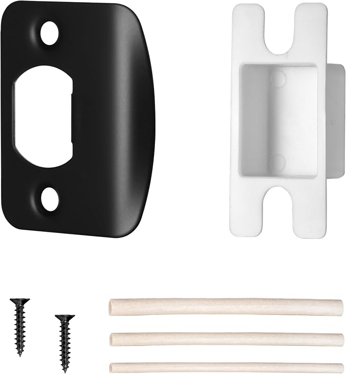 Door Strike Plate for Interior Doors, Matte Black, 1 Pack | 2-1/4"x1-3/4" by Newlaking