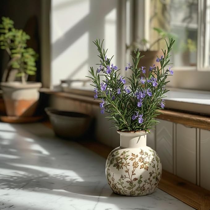 SIDUCAL Ceramic Green and Beige Antique Vase, 5.91 Inch Retro Ice Cracked - Image 7