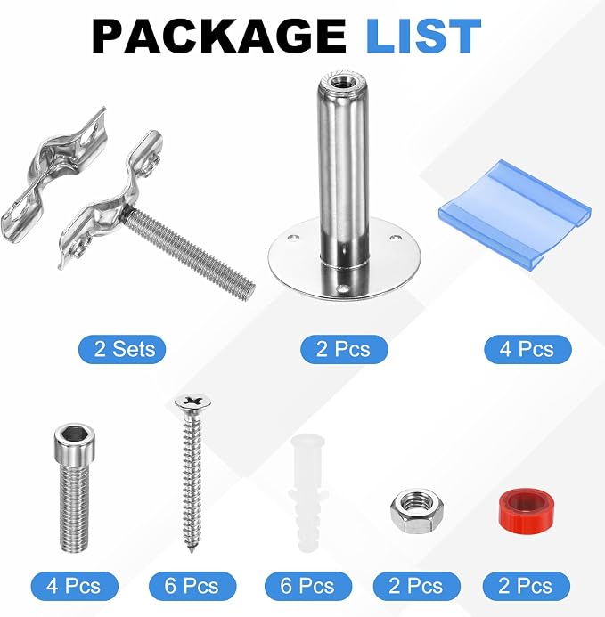 HARFINGTON 2 Set Wall Mount Ceiling Mount Pipe Supports 304 Stainless Steel - Image 3