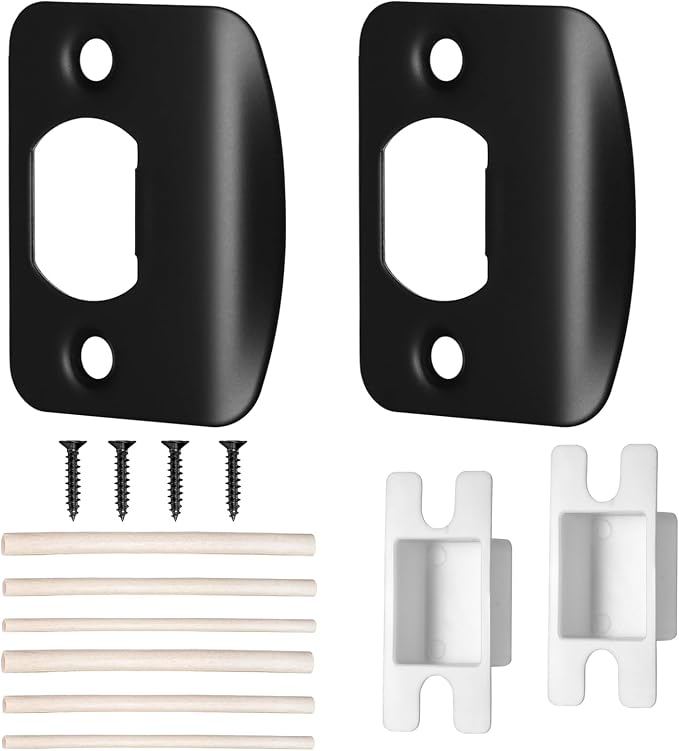 Door Strike Plate for Interior Doors, Matte Black, 2 Pack | 2-1/4"x1-3/4" by Newlaking