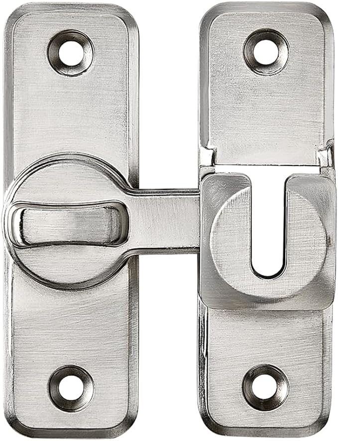 2 Pcs Silvery 90/180 Degree Flip Latch, Zinc Alloy Barn Door Latch | Right - Image 7