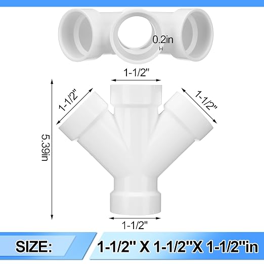 Pushglossy 2 Pcs 1 1/2 Inch Schedule 40 PVC Dwv Double Wye Fitting | Schedule - Image 2